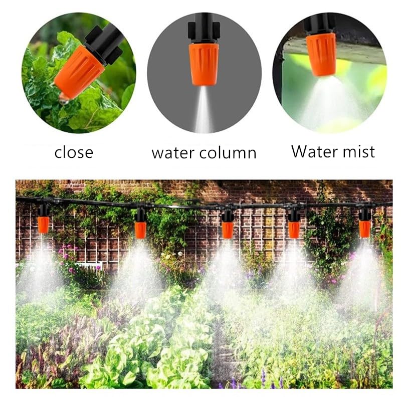 PRUNkuar Three-Way Atomizing Nozzle 1/4 Inch, 50 Pcs Adjustable Micro Spray Emitters, Drip Irrigation Parts Accessories for Patio Lawn Greenhouse Vegetable Irrigation Supplies - Image 4